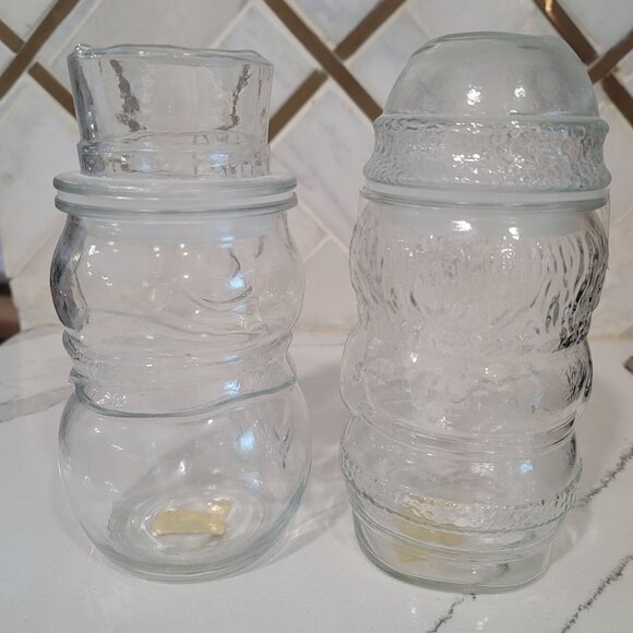 Vintage Libbey Santa Claus & Snowman Cookie Candy Glass Jar With Lids Holiday - Picture 4 of 14